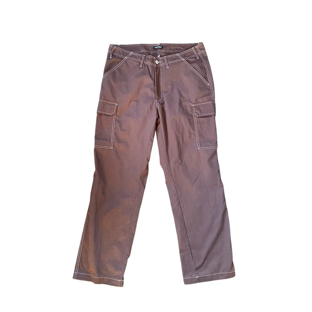 True‎ Religion Ripstop Cargo Brown Contrast Stitch Pants Straight Leg 36 Skater